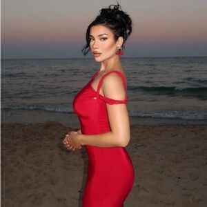 Fashion Nova Vibrant Red Maxi Dress